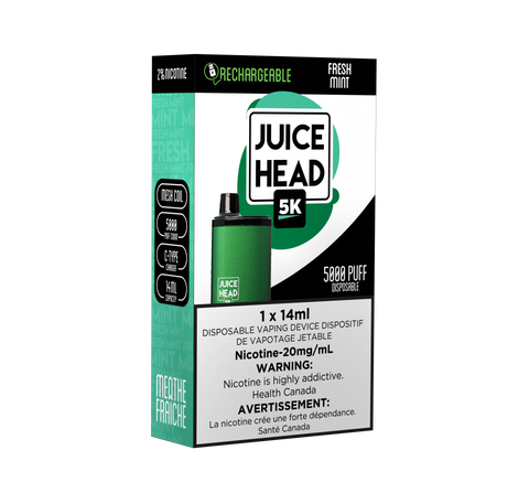 JUICE HEAD BARS 5K Puffs Fresh Mint (Sold by Single Unit)